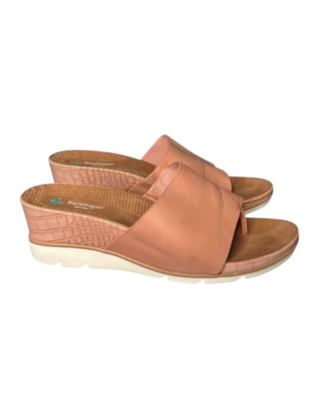 Baretraps Posture Plus Pink Faux Leather Wedge‎ Thong Sandals Size 11 M
